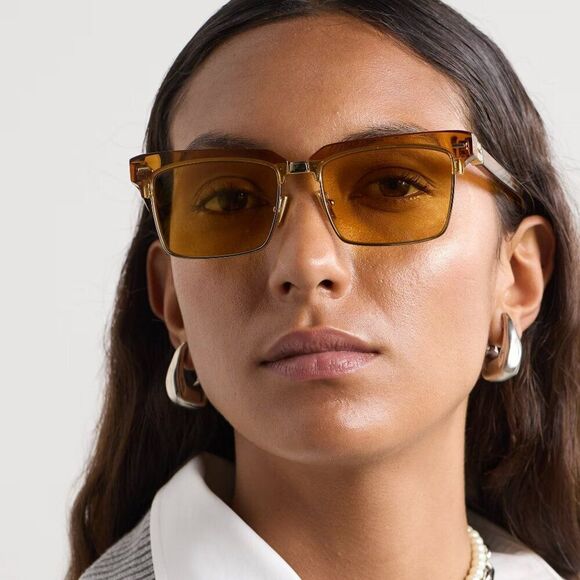 NEW Miu Miu MU10ZS 15T0B7 Caramel Trasparent Yelllow Square Unisex Sunglasses - Picture 3 of 12